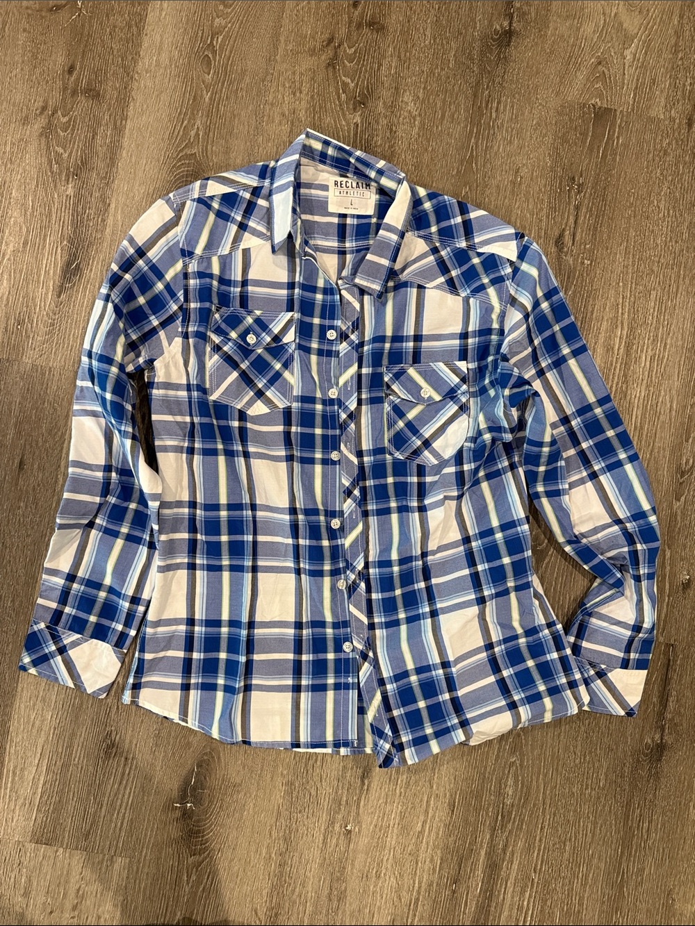 Reclaim Blue & White Plaid Button-Up Shirt